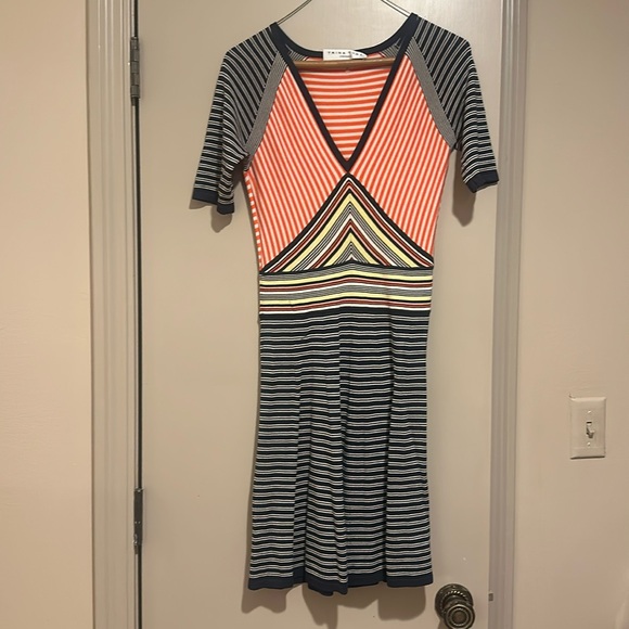 Trina Turk knit orange and navy and yellow dress - Picture 1 of 3